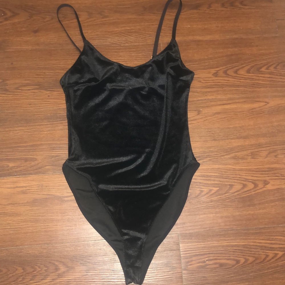 Black velvet bodysuit
